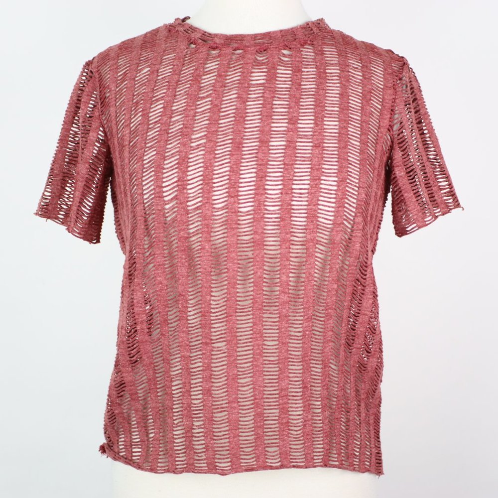 Zara Womens Small Open Knit T-Shirt - Picture 2 of 5